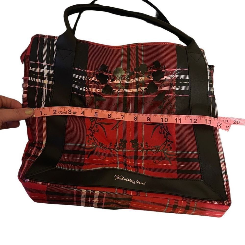 Victoria Secret Red black plaid tote bag purse - Picture 7 of 8